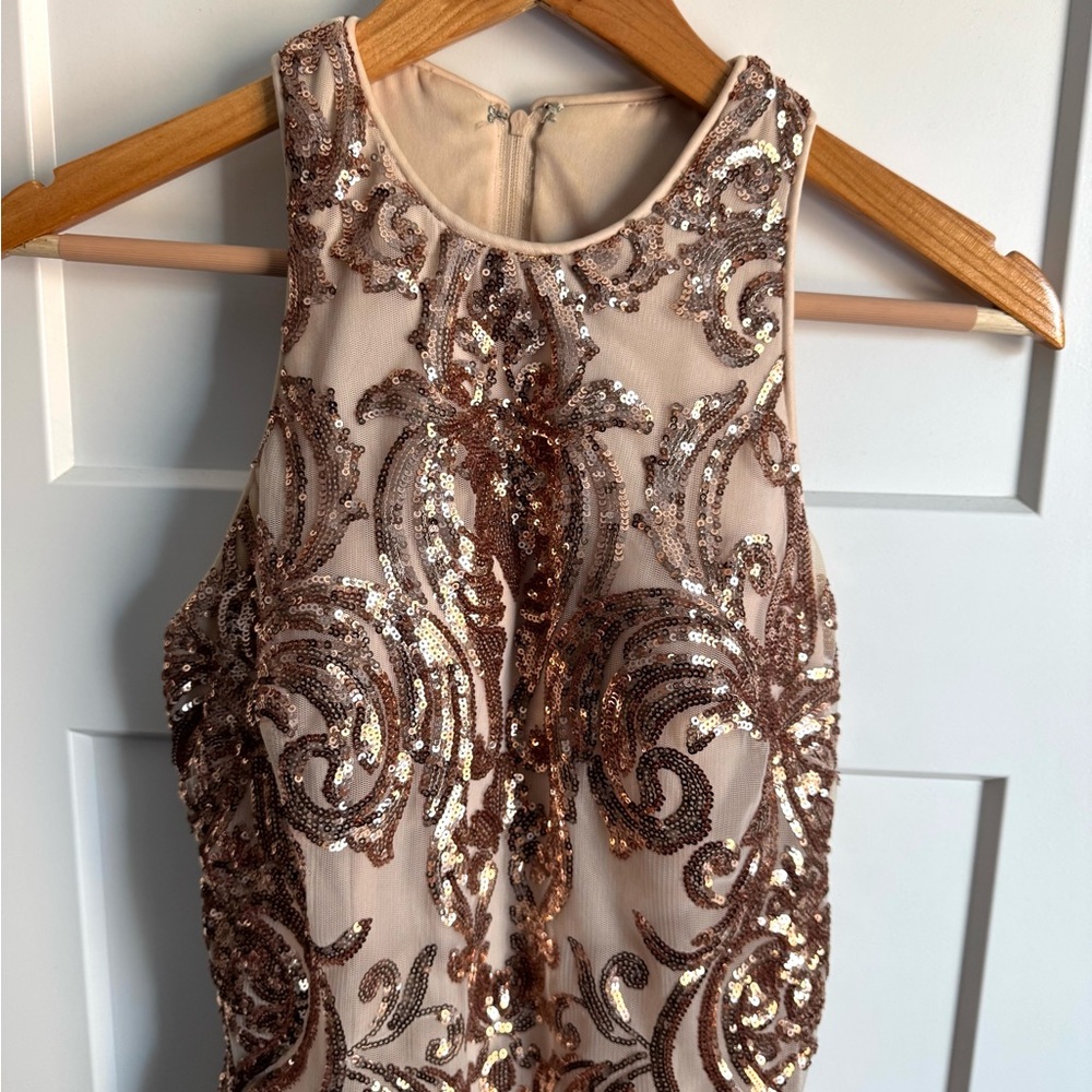 BLACK by BLUSH Short Prom Dress Gold Sequins 8 - Picture 9 of 11